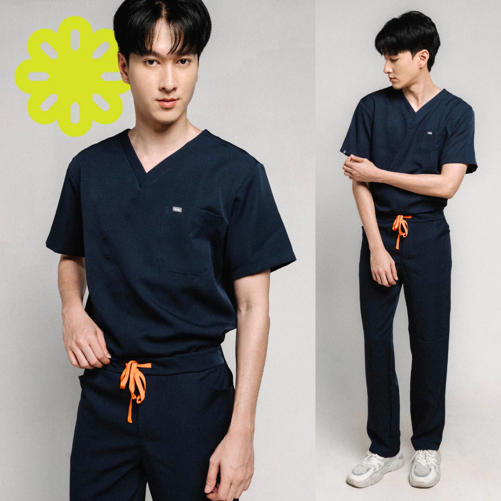 ชุดสครับ ชุดสครับทางการแพทย์ ชุดสครับผู้ชาย สี Navy รุ่น Norma | Sole Scrubs (ขายเสื้อแยกกางเกง)