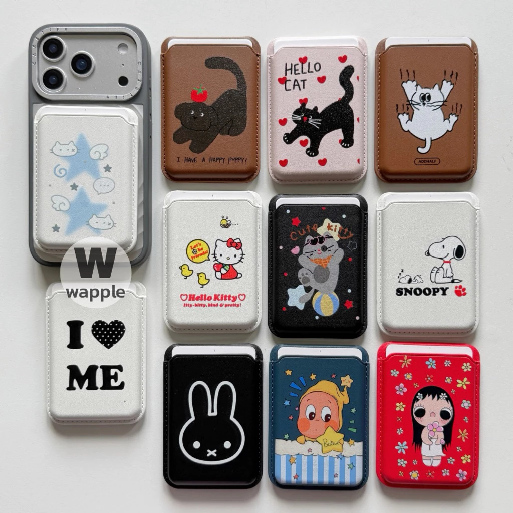 wapple-MagSafe Wallet Card Stand ลายการ์ตูน กระเป๋าติดโทรศัพท์ใส่บัตรได้2ใบ