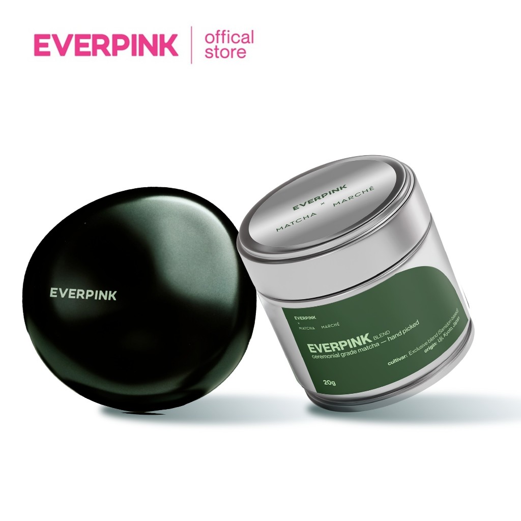 [ แพ็คคู่ราคาพิเศษ ] EVERPINK BARE SKIN CALMING CUSHION x EVERPINK Blend Ceremonial Grade Matcha ซื้อคู่ คุชชั่น x มัทฉะ