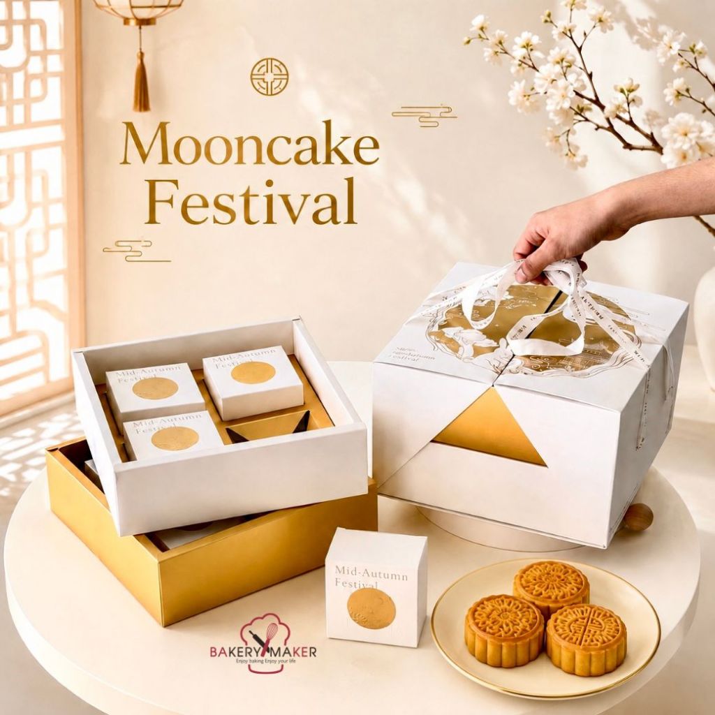 เซ็ทกล่องขนมไหว้พระจันทร์ พิมพ์ทอง 8 ชิ้น ( 1 เซ็ท) Mooncake