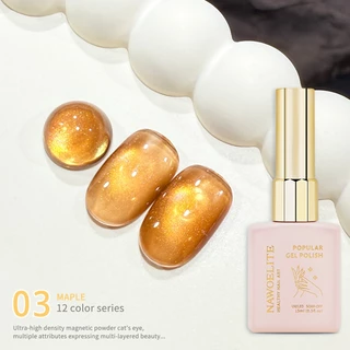 Nawoelite สีทาเล็บ สีทาเล็บเจล cat eye ชุดเจลทาเล็บตาแมวโทนใบไม้เปลี่ยนสี 12 เฉด ทาได้ลื่นไหล ผงแม่เหล็กเยอะ