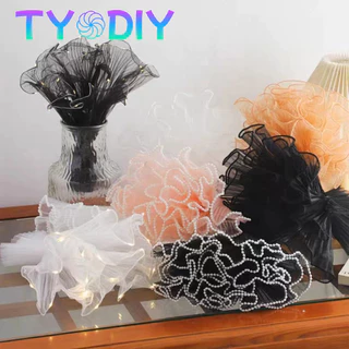 กระดาษห่อช่อดอกไม้ ประดับมุก เส้นด้ายลูกไม้ตาข่าย 4หลา สำหรับงาน DIY งานฝีมือ ประดิษฐ์ดอกไม้