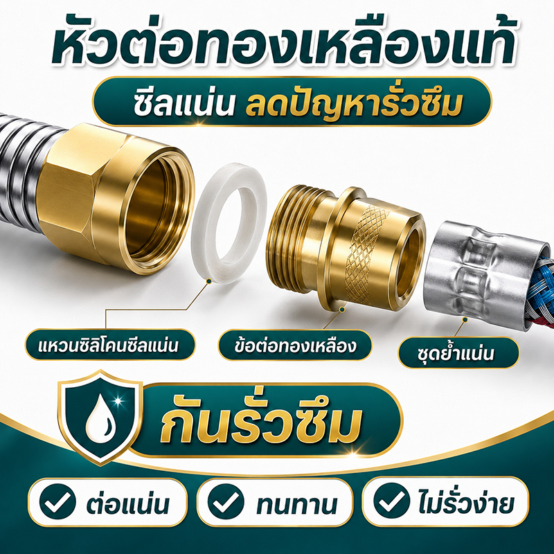 ทนทาน 50 ปี สายฝักบัวแรงดันสูง ขนาดใหญ่ สแตนเลส รูปที่ 8