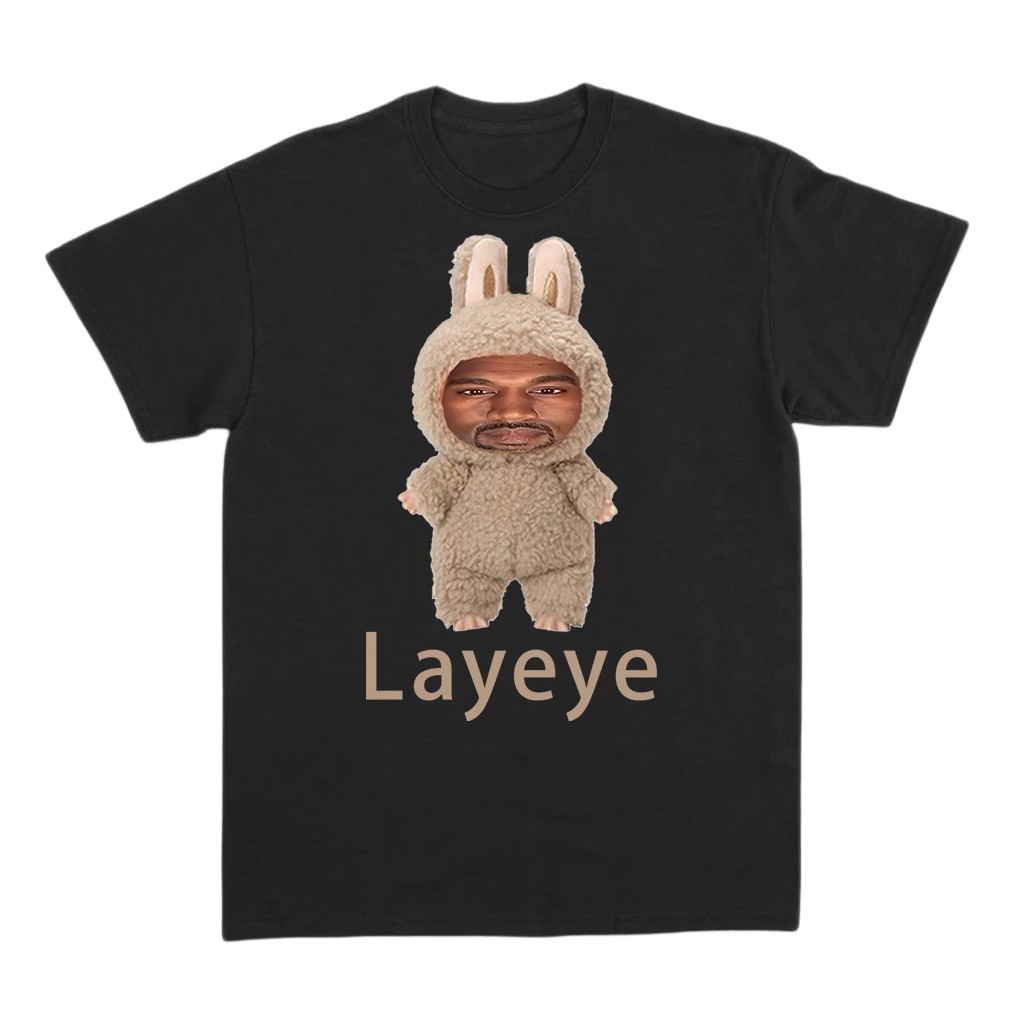 เสื้อยืดแขนสั้นลายตุ๊กตากระต่าย Layeye Meme Viral ตลกน่ารัก ผ้าฝ้ายนุ่ม ทรงโอเวอร์ไซซ์ ผู้ชายผู้หญิง