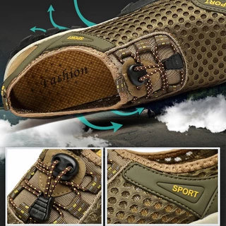 Dee_StepShoes รองเท้าลุยน้ำสำหรับผู้ชาย ผ้าตาข่ายระบายอากาศได้ดี ไม่ลื่น สำหรับเดินป่ากลางแจ้ง พื้นยาง36-46