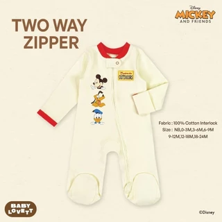 (ส่งด่วน) BabyLovett ชุดนอนเด็กปิดเท้า Mickey Mouse & Friends ซิปคู่ Two-Way Zipper ผ้านุ่มสบาย (0M-2Y)