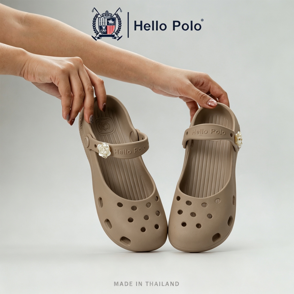 Hello Polo รองเท้าแฟชั่นผู้หญิง รองเท้าแมรี่เจน ทรงบัลเล่ต์ กันลื่นและทนทาน วัสดุ EVA ดีไซน์เรียบง่าย ลำลอง รุ่น HP8075