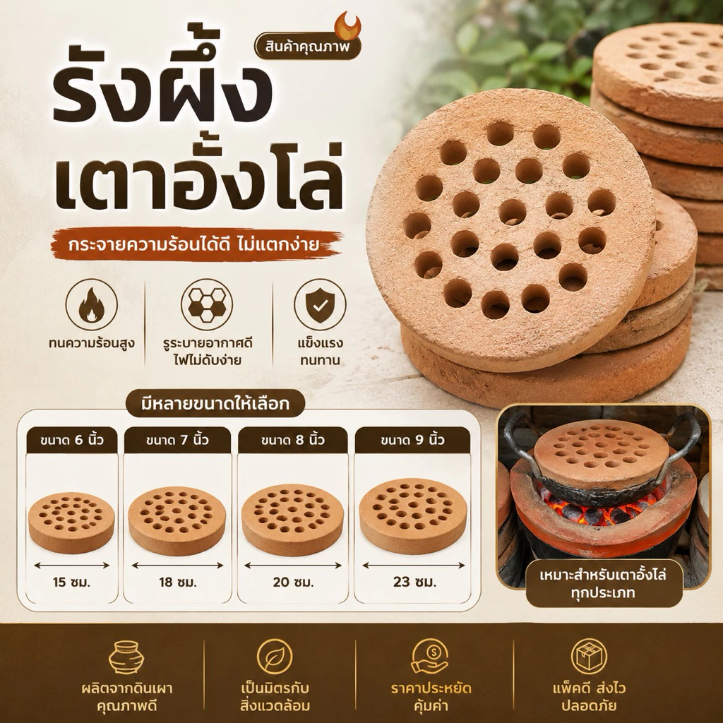 รังผึ้ง สำหรับเตาอั้งโล่ เตาจิ้มจุ่ม เตาดินเผา ขนาดต่างๆ 1 ชิ้น