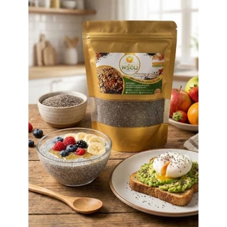 เมล็ดเจีย (Chia Seeds) ขนาด 200 กรัม สะอาด ไร้ฝุ่น พองตัวดี ช่วยคุมหิว แบรนด์พร้อม