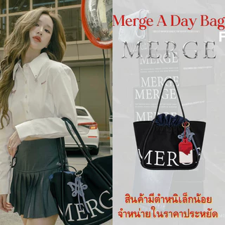 สินค้าลดราคาพิเศษ-สินค้าแท้ที่มีตำหนิ🔥💟Merge A Day Bag Tote Bag Medium Merge Official กระเป๋า Tote กระเป๋าโท้ท # M Black