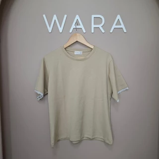 [ CP3 ] WARA เสื้อคอกลม แขนสั้น แต่งลูกไม้ เนื้อผ้าใส่สบาย ผ้า COTTON