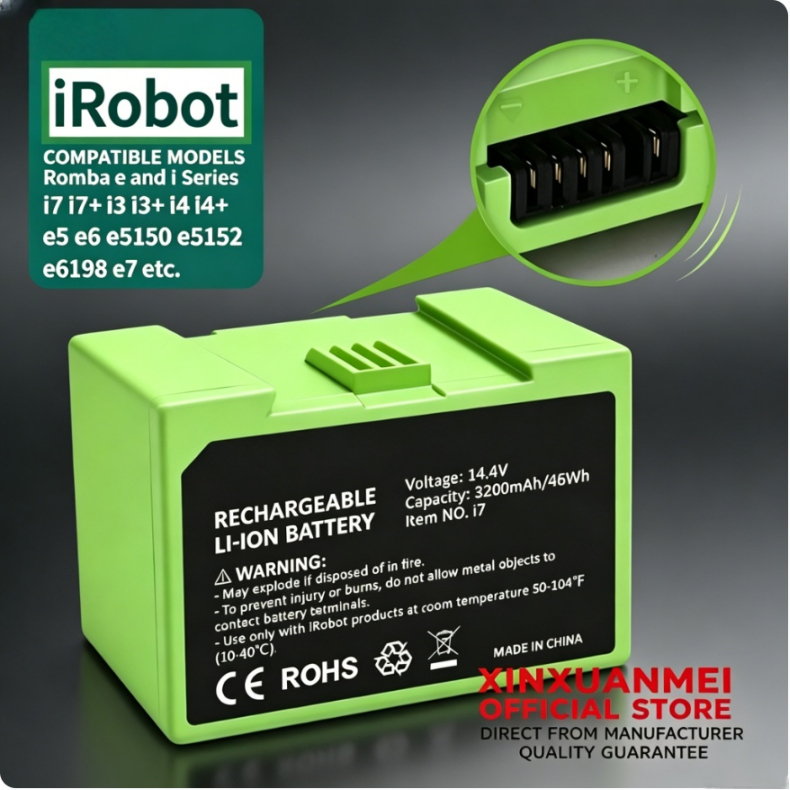 แบตเครื่องดูดฝุ่นทดแทน iRobot roomba 14.4V5000 mAh i3,i4,i7+,E5,E6 replacement