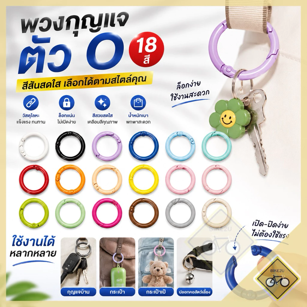 ห่วงกลม 2.3 cm พวงกุญแจ DIY โลหะผสมสังกะสี