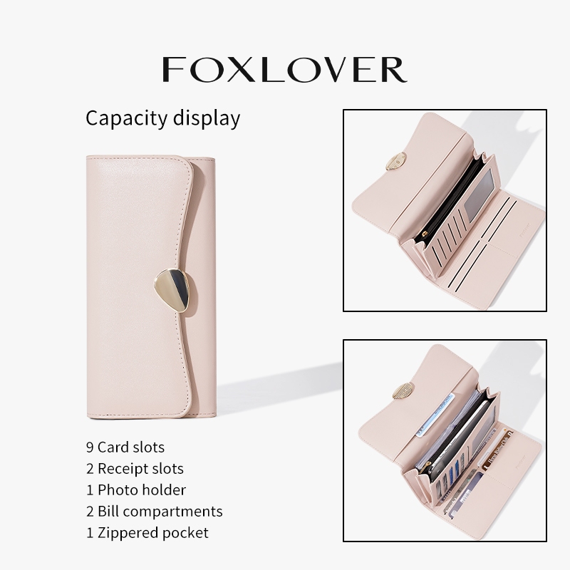 FOXLOVER محفظة نسائية طويلة 7 بطاقات — صورة 6