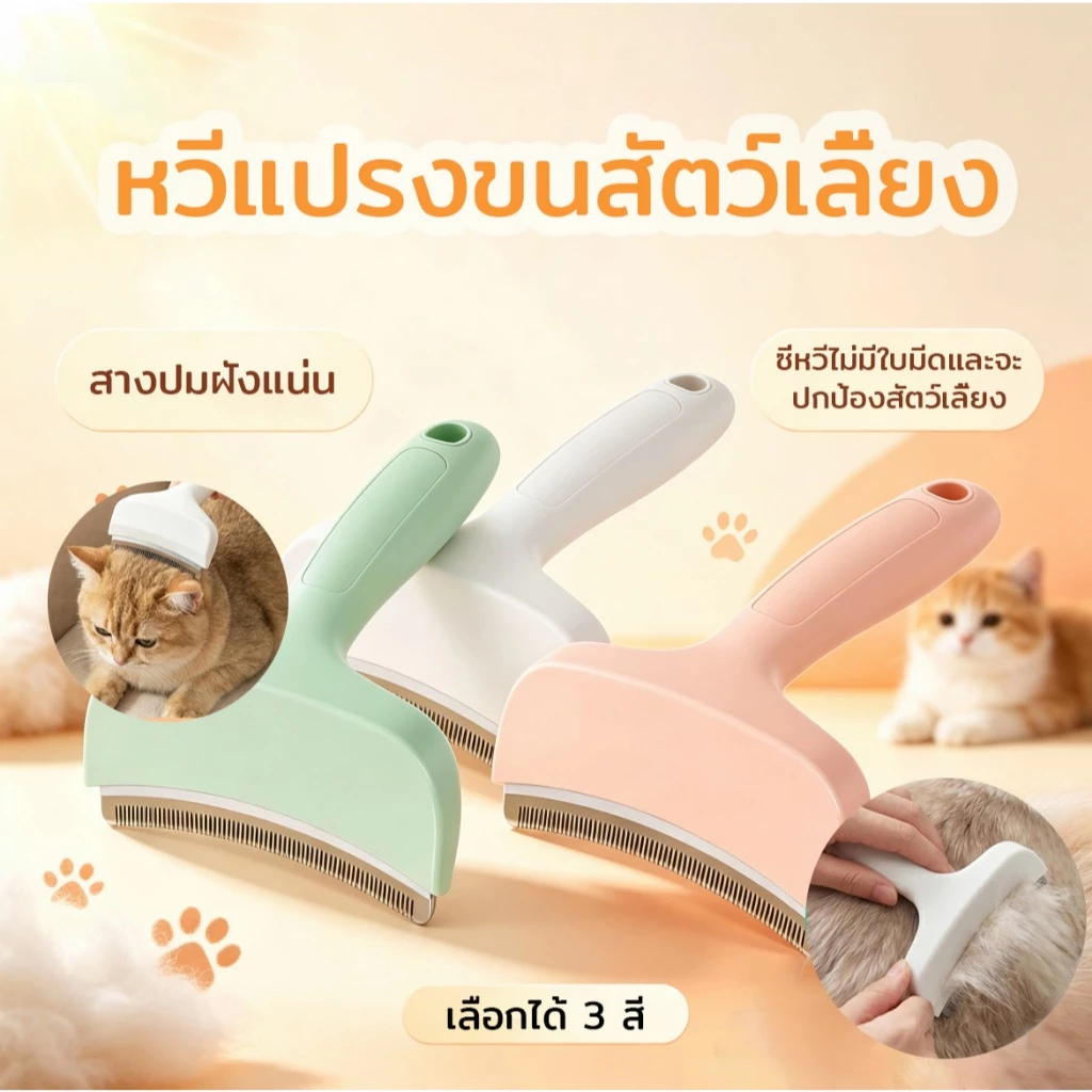 หวีแมว หวีแปรงขนสัตว์เลี้ยง สางปมฝังแน่น ลดขนร่วง แปรงกำจัดขนร่วง ขจัดขนชั้นในได้หมด เหมาะสำหรับผมยาว แมว สุนัข