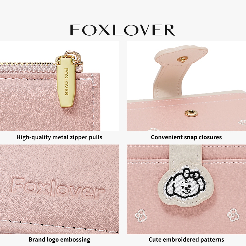 FOXLOVER محفظة نسائية بلونين مطرزة بالزهور — صورة 8