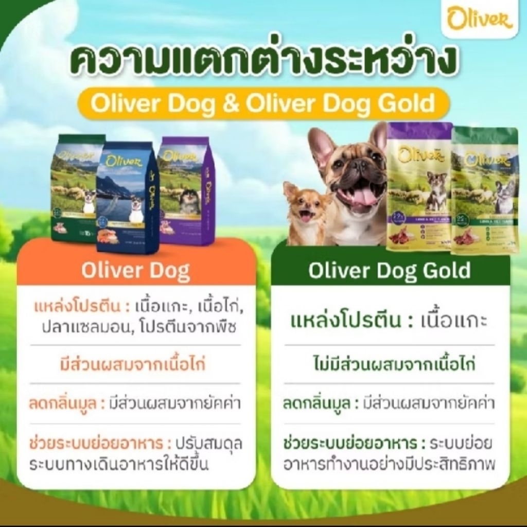Oliver อาหารสุนัขเม็ด สูตร Oliver Dog และ Oliver Dog Gold สำหรับสุนัขโต