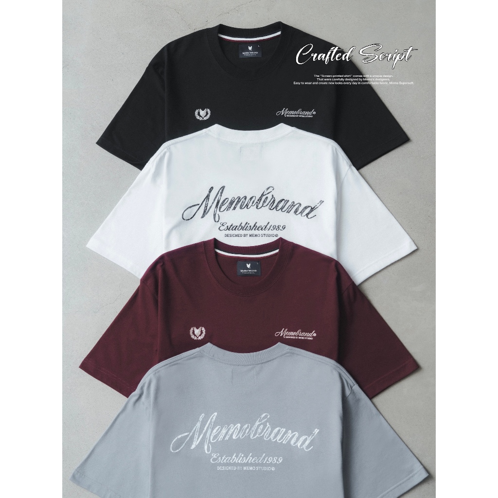 MeMo™ | NEW | Crafted Script (หน้า-หลัง) สไตล์ Street เทคนิคสกรีน Texture Crack ปั้มด้าน