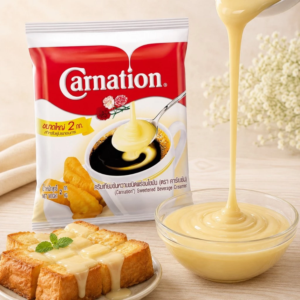 Carnation คาร์เนชั่น ครีมเทียม นมข้นหวาน ยกลัง 8 ถุง ถุงละ 2 กก. ส่งด่วน