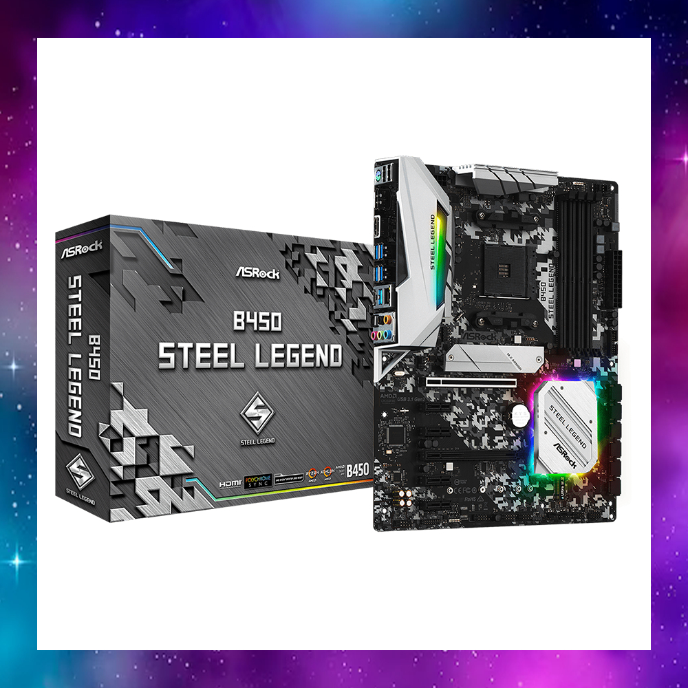 MAINBOARD (เมนบอร์ด) ASROCK B450 STEEL LEGEND RYZEN (DDR4) (SOCKET AM4) ใช้งานได้ปกติ
