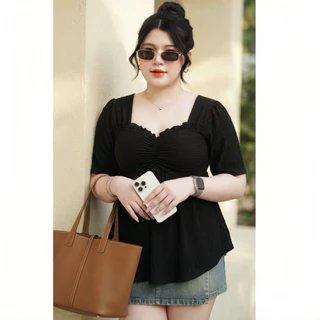 เสื้อสาวอวบอ้วนใส่ทำงาน สีดำ ใส่พลางหุ่นปิดพุง อก 50-60 นิ้ว ใส่สวยแต่งระบายอก