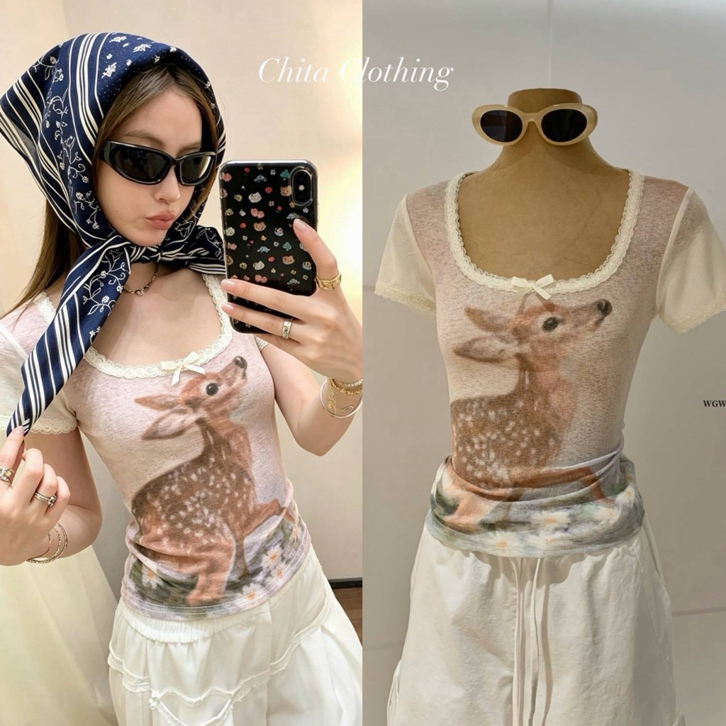 📍พร้อมส่ง📍10242# เสื้อคอเหลี่ยม แขนสั้น สกรีนลายช่วงอก เนื้อผ้ายืดหยุ่นอย่างดี งานสวย  TAG : WG.WE🇰🇷