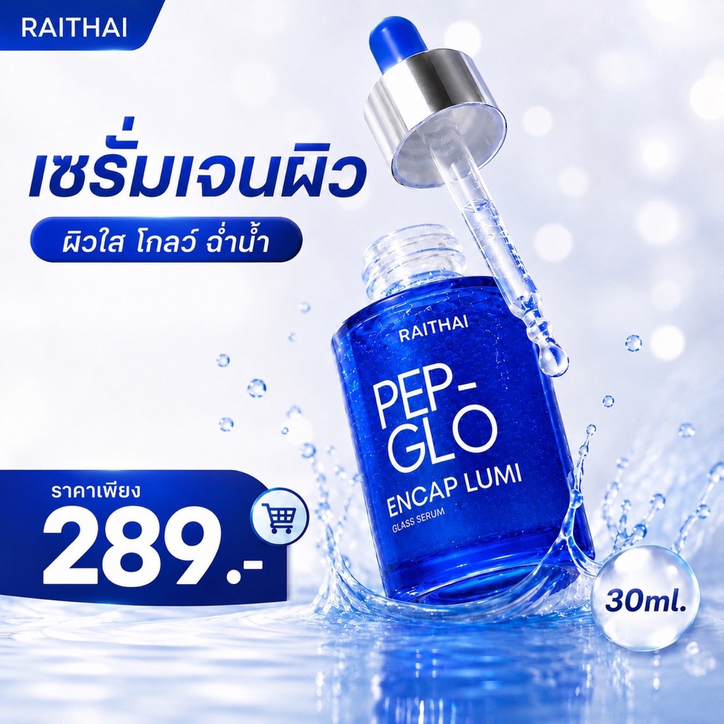 ใหม่! ไร่ไทย เซรั่มเจนผิว เซรั่มผิวเงา ผิวกระจก 1 ขวด 30 ml. ของแท้