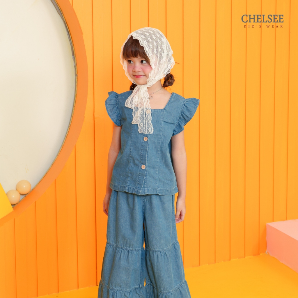 Chelsee طقم بنات بلوزة وجينز واسع — صورة 3