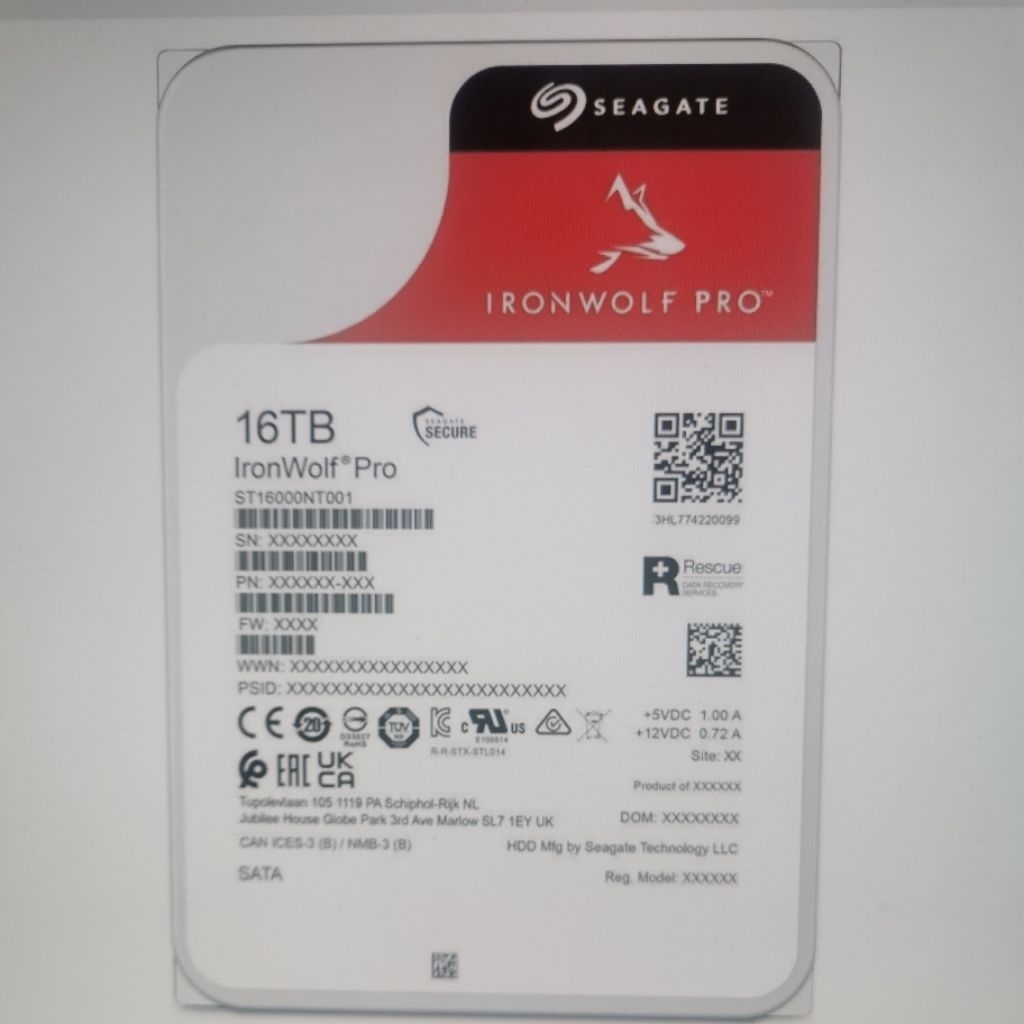 Seagate IronWolf Pro 16TB รุ่น ST16000NT001 ซึ่งเป็นฮาร์ดดิสก์ขนาด 3.5 นิ้ว