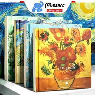 สมุดสเก็ตช์ ปกภาพสีน้ํามันแวนโก๊ะ 80 แผ่น 160 หน้าเปล่า ท้องฟ้า ดาว ดอกทานตะวัน ทุ่งข้าวสาลี ดวงจันทร์