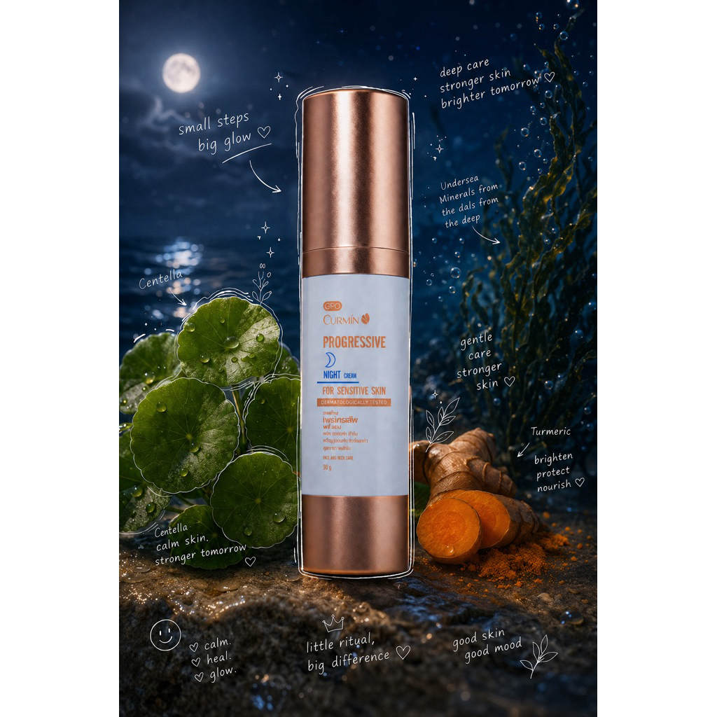 ของแท้ (Exp.10/2026) CURMIN PROGRESSIVE NIGHT CREAM 30 g