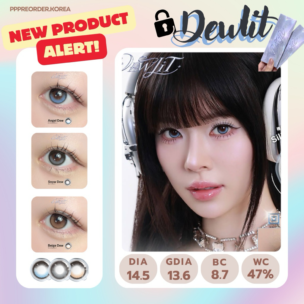 เลนส์ล้อคไม่หมุน Dewlit 1 day silicone hydrogel คอนแทคเลนส์รายวันจากญี่ปุ่น 1 กล่อง 5 คู่ สีฟ้าสุดฮิต!