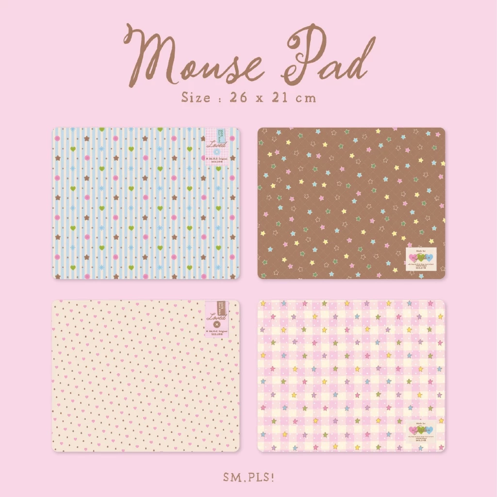 Mouse Pad แผ่นรองเม้าส์ มีแผ่นยางกันลื่น ขนาด 26 x 21 cm - SM,PLS!