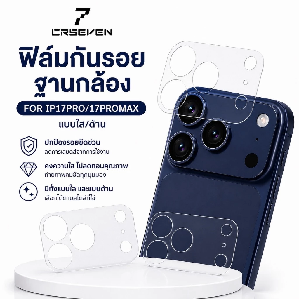 JC168(014)ฟิล์มกันรอยฐานกล้อง แบบบาง Iphone17-17Pro max Series