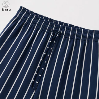KORU กางเกงขายาวทรงหลวม ลายริ้วแถบใหญ่เอว 24 - 42 นิ้ว