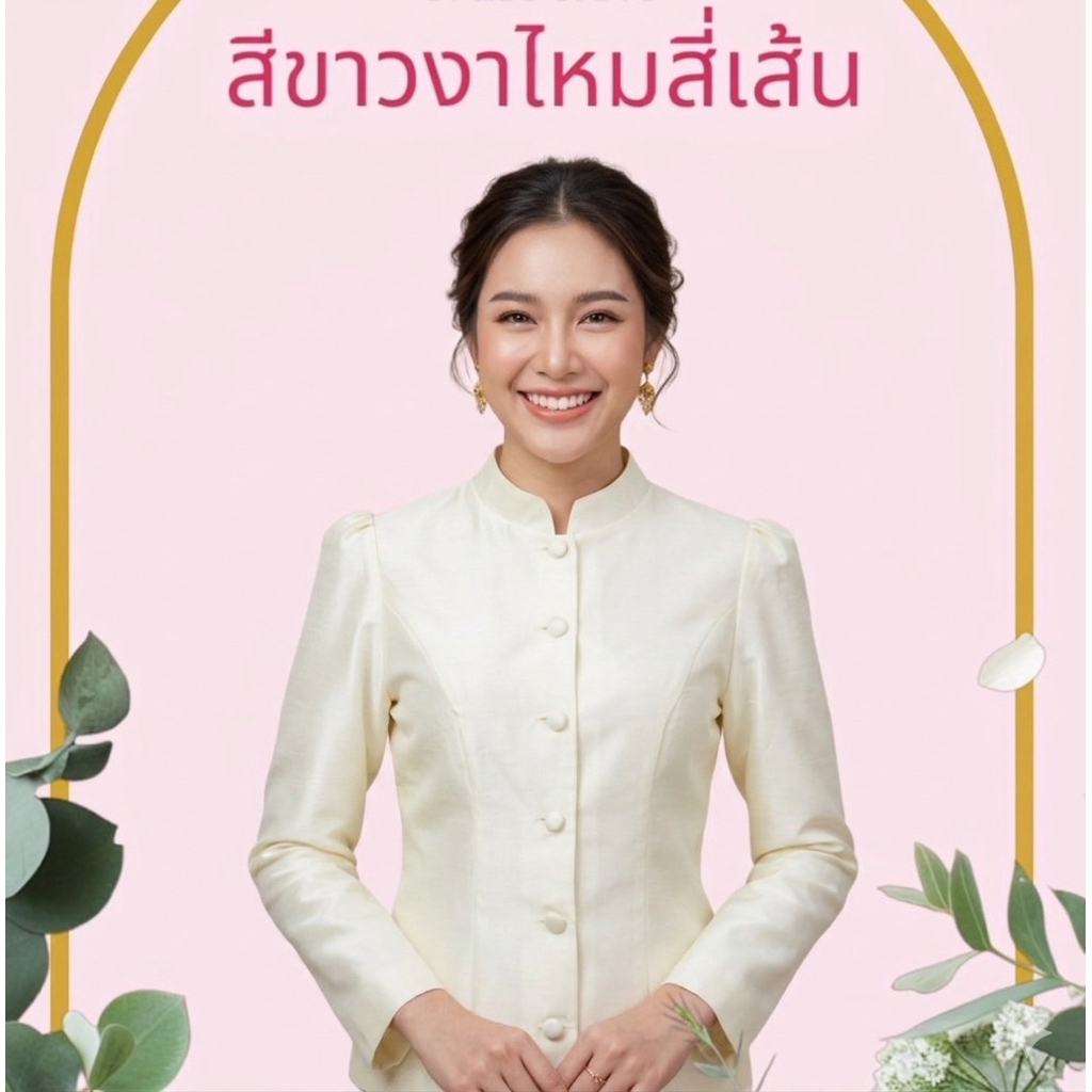 เสื้อไทยจิตลดาใหม่สี่เส้นอัดผ้ากาวแน่นแน่นทั้งตัว