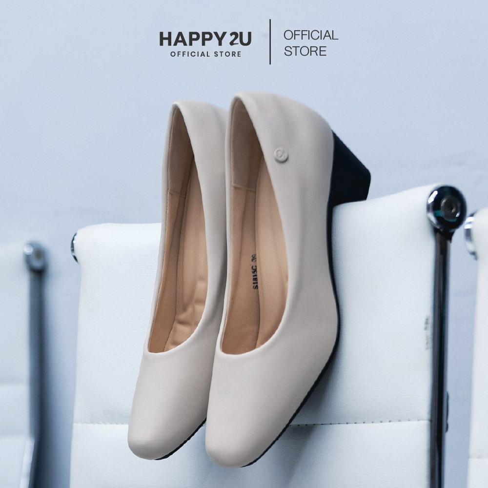 HAPPY2U Isha Cloud Square Heels รองเท้าคัทชู ส้นสูง 2 นิ้ว เพื่อสุขภาพ พื้นนุ่ม ใส่สบาย (หน้าเท้ากว้างบวก1ไซส์)