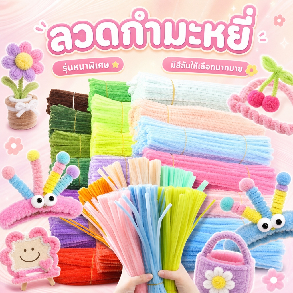 (100pcs) สินค้าพร้อมส่ง ลวดกำมะหยี่ DIY แยกสี สร้างสรรค์งานประดิษฐ์ต่างๆ สำหรับงานฝีมือ สีสันสดใส สินค้าขายดี