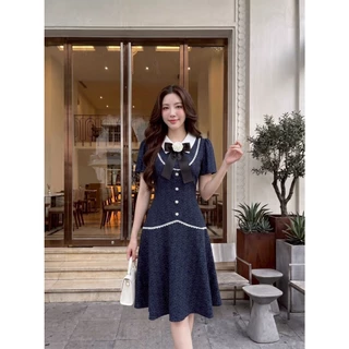 DW465R2 Clover Flower Dressชุดเดรสสั้น ผ้าชีฟองอัดพลีท ผ้าคริงเกิ้ลชีฟอง" (Crinkle Chiffon) พิมพ์ลายใบโคลเวอร์