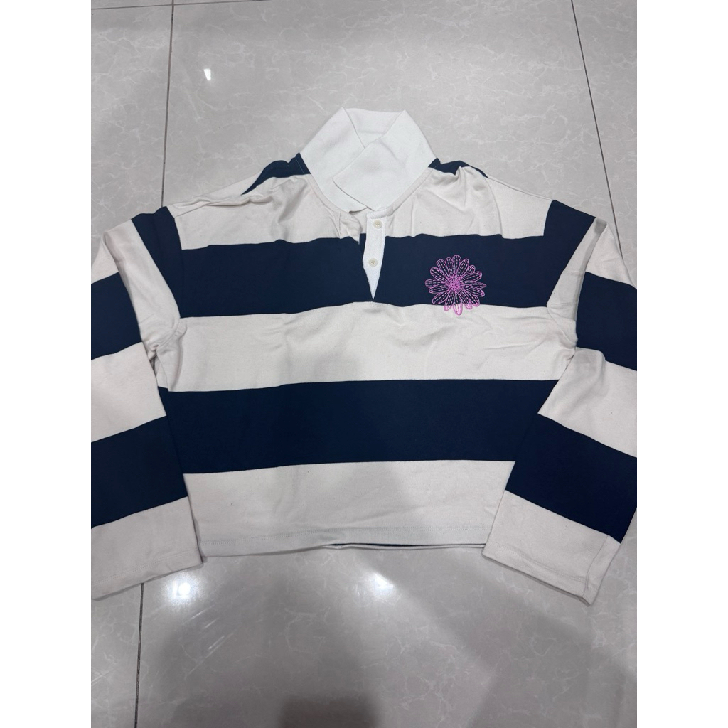 เสื้อแขนยาวคอปกMardi ขาวน้ำเงิน ของแท้100%