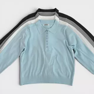 Atipashop - Regent Knit Polo เสื้อไหมพรม คอปกแขนยาว ดีเทลกระดุม ดีไซน์เรียบหรู ใส่ง่ายได้ทุกวัน