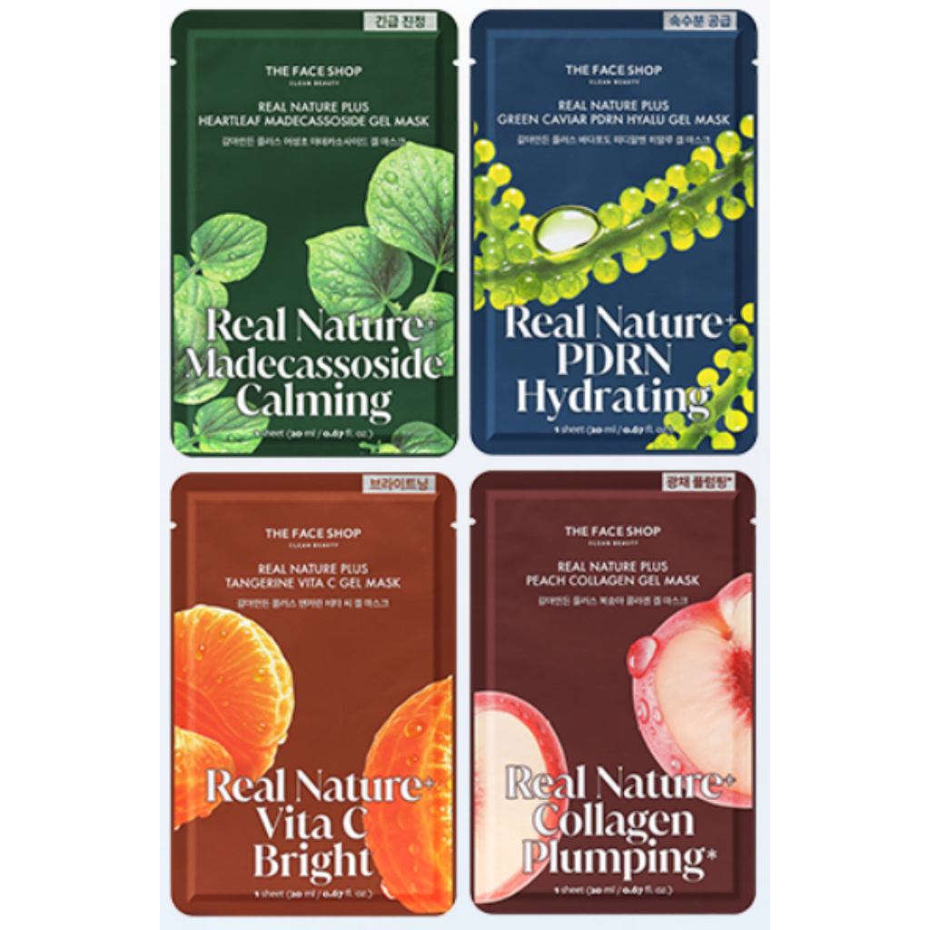 (10แผ่น) THE FACE SHOP REAL NATURE PLUS GEL MASK มาส์กเจลลี่ แนบสนิทผิว อ่อนโยน ผิวแลดูอิ่มฟู ฉ่ำน้ำ และสุขภาพดี