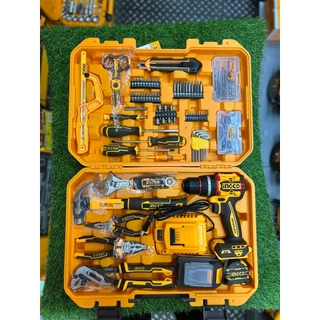 (รุ่นใหม่) INGCO ชุดเครื่องมือ 166 ชิ้น + สว่านกระแทกไร้สาย 20V BL (66N.m) รุ่น HKTHP41662 ครบเซตพร้อมแบตและแท่นชาร์จ