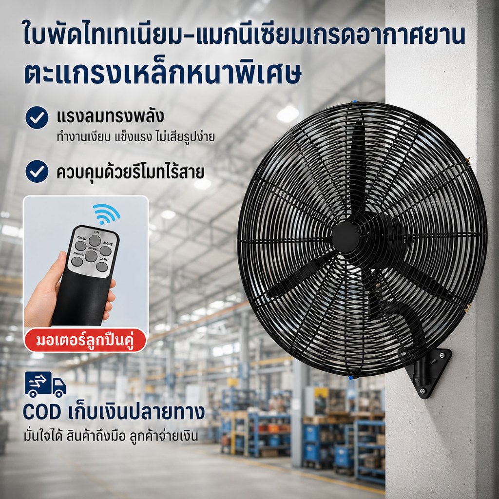 พัดลมอุตสาหกรรม30นิ้ว 75mm ลมแรง ประหยัดไฟ เสียงเงียบ สำหรับร้านอาหาร สำหรับโกดัง พัดลมโรงงาน พัดลมตั้งพื้น พัดลมผนัง