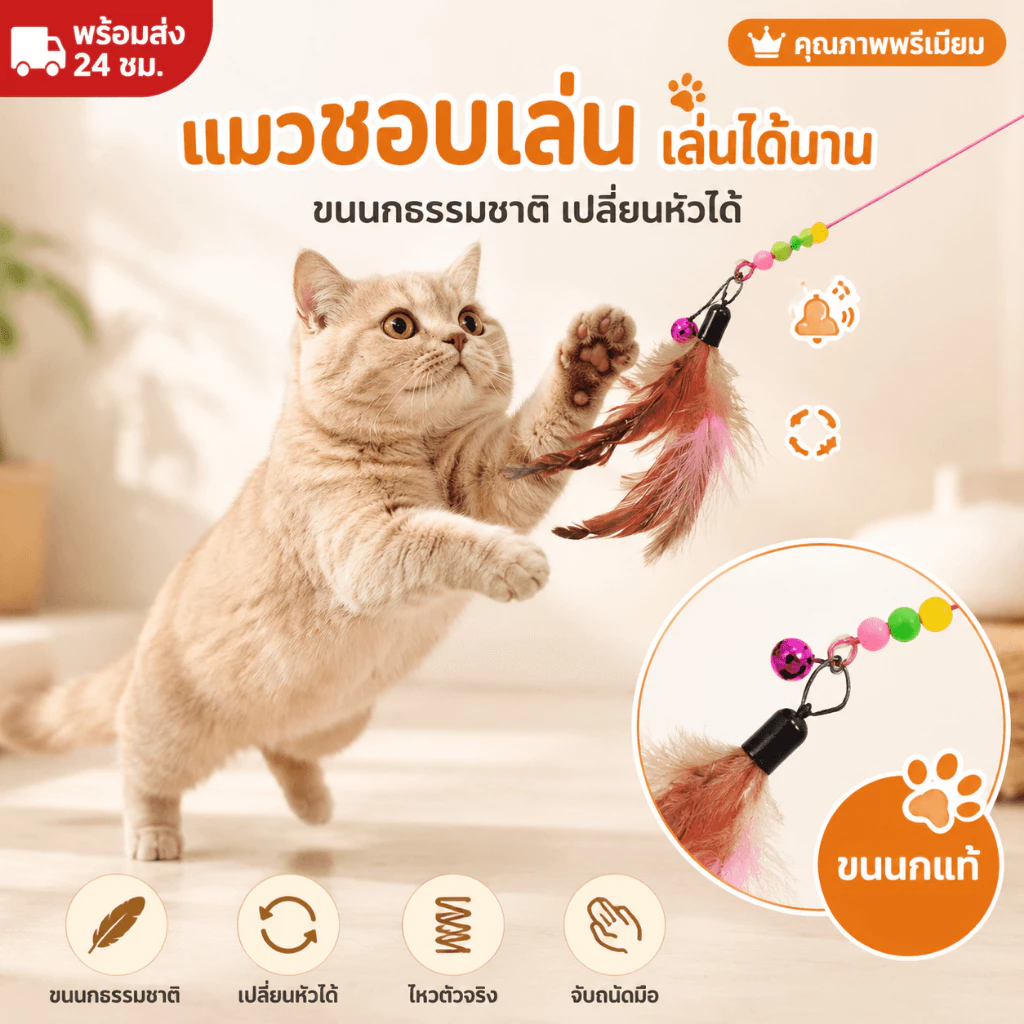 ✨😻ของเล่นแมว เหยื่อของเล่นแมว ของเล่นแมว ขนนก ที่ดูดสูญญากาศ แท่งอึแมว แท่งแกล้งแมว ของเล่นที่ปลูกฝังความรัก