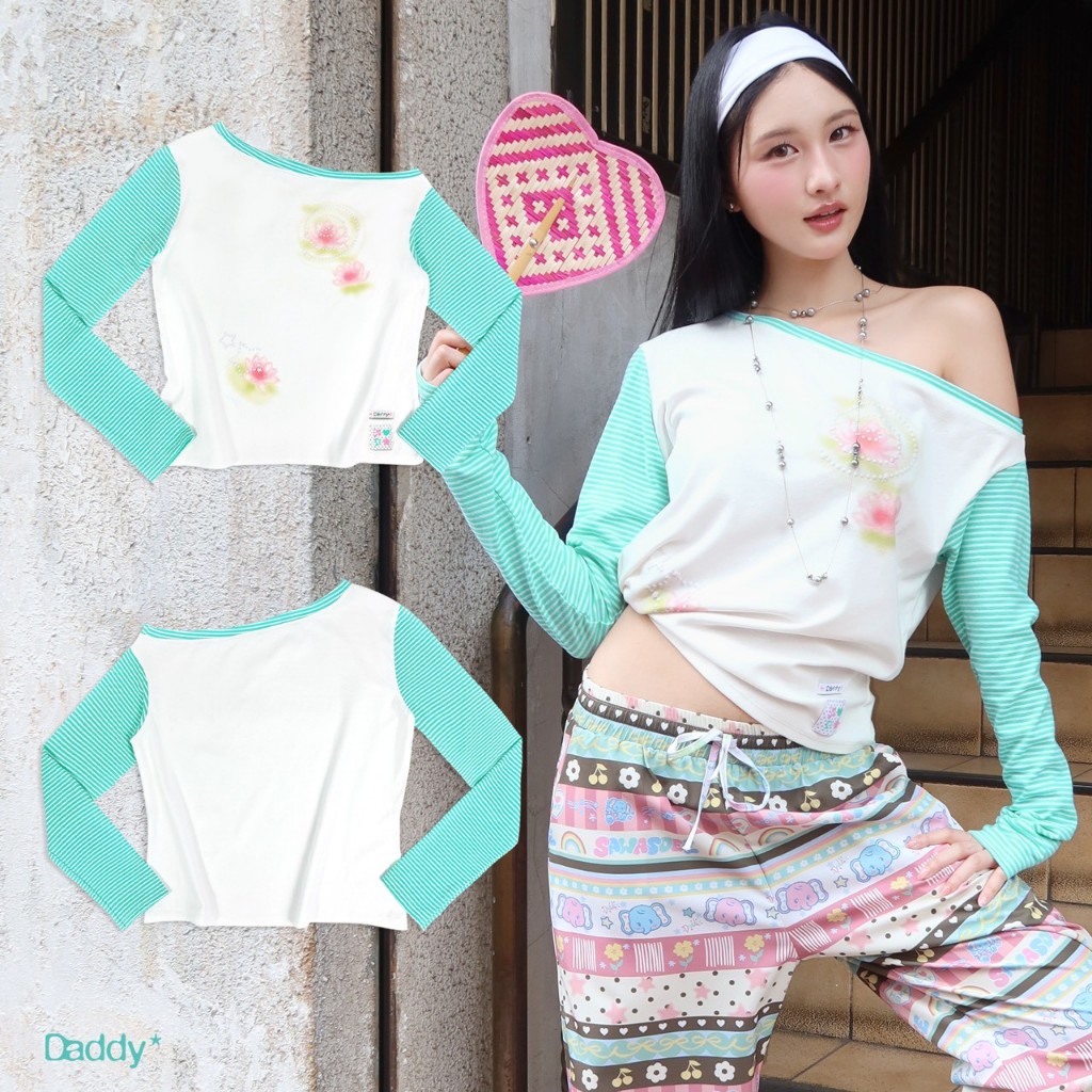 DADDY ( MS ) | Twinkle Lotus Off Shoulder Top เสื้อยือ ปาดไหล่ สุดน่ารัก