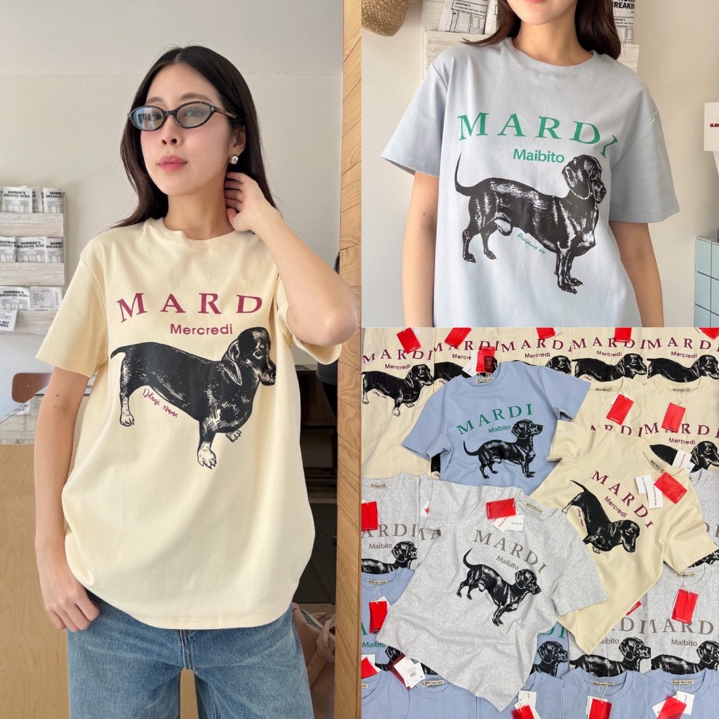 🍊 VL 5371 เสื้อยืแขนสั้น ลายน้องหมา ผ้ายืดหยุ่น ทรงสวย ใส่สบาย