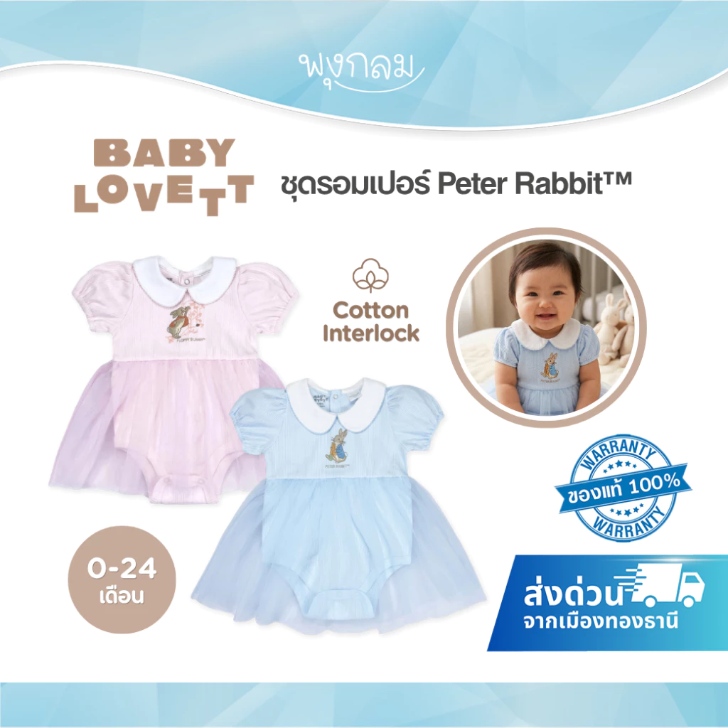 (ส่งด่วน) BabyLovett ชุดรอมเปอร์ Peter Rabbit™ ผ้านุ่มสบาย สำหรับเด็ก 0-24 เดือน