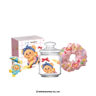 [OCEAN x BUTTERBEAR] เซตขวดโหล BUTTERBEAR RAINY COZY JAR W/PINK SCRUNCHIE SET