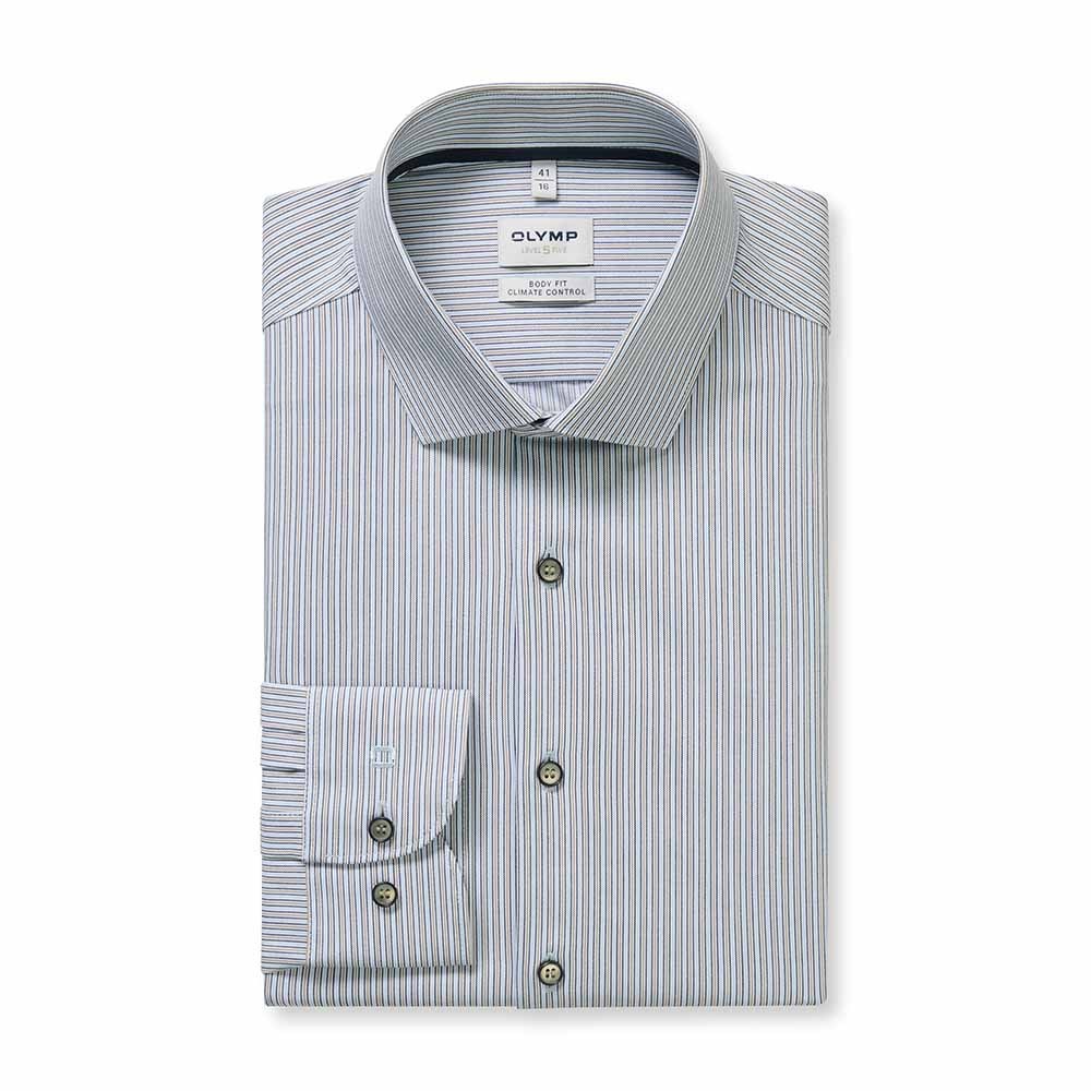 OLYMP LEVEL FIVE SHIRT เสื้อเชิ้ตผู้ชายแขนยาว ทรงพอดีตัว BODY FIT ลายทาง AUTU26